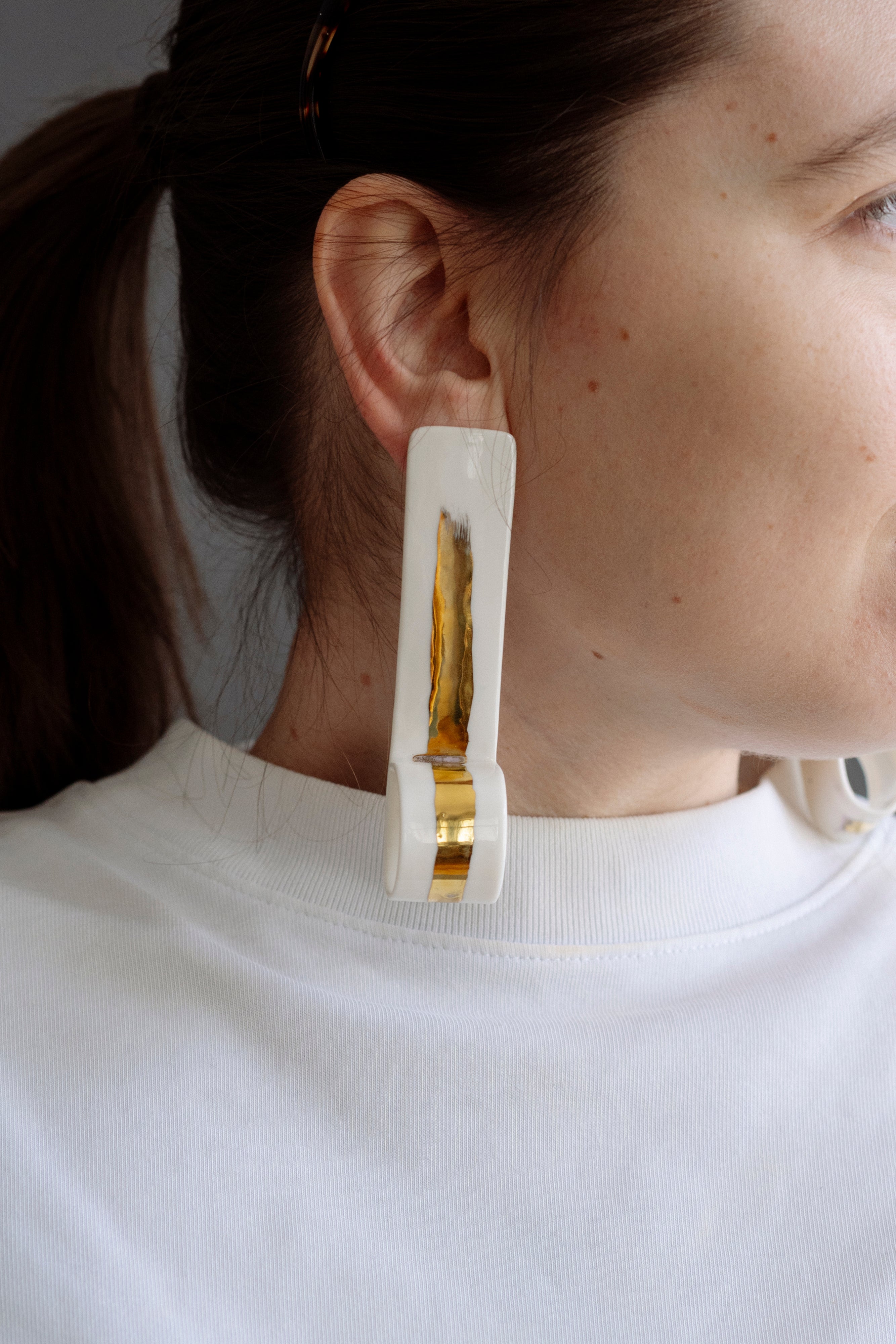 Long porcelain earrings