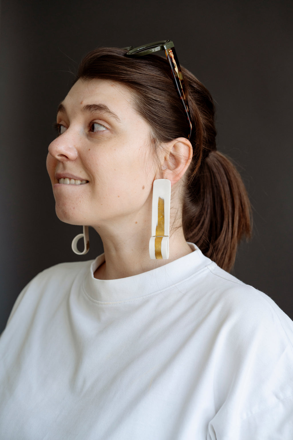 Long porcelain earrings