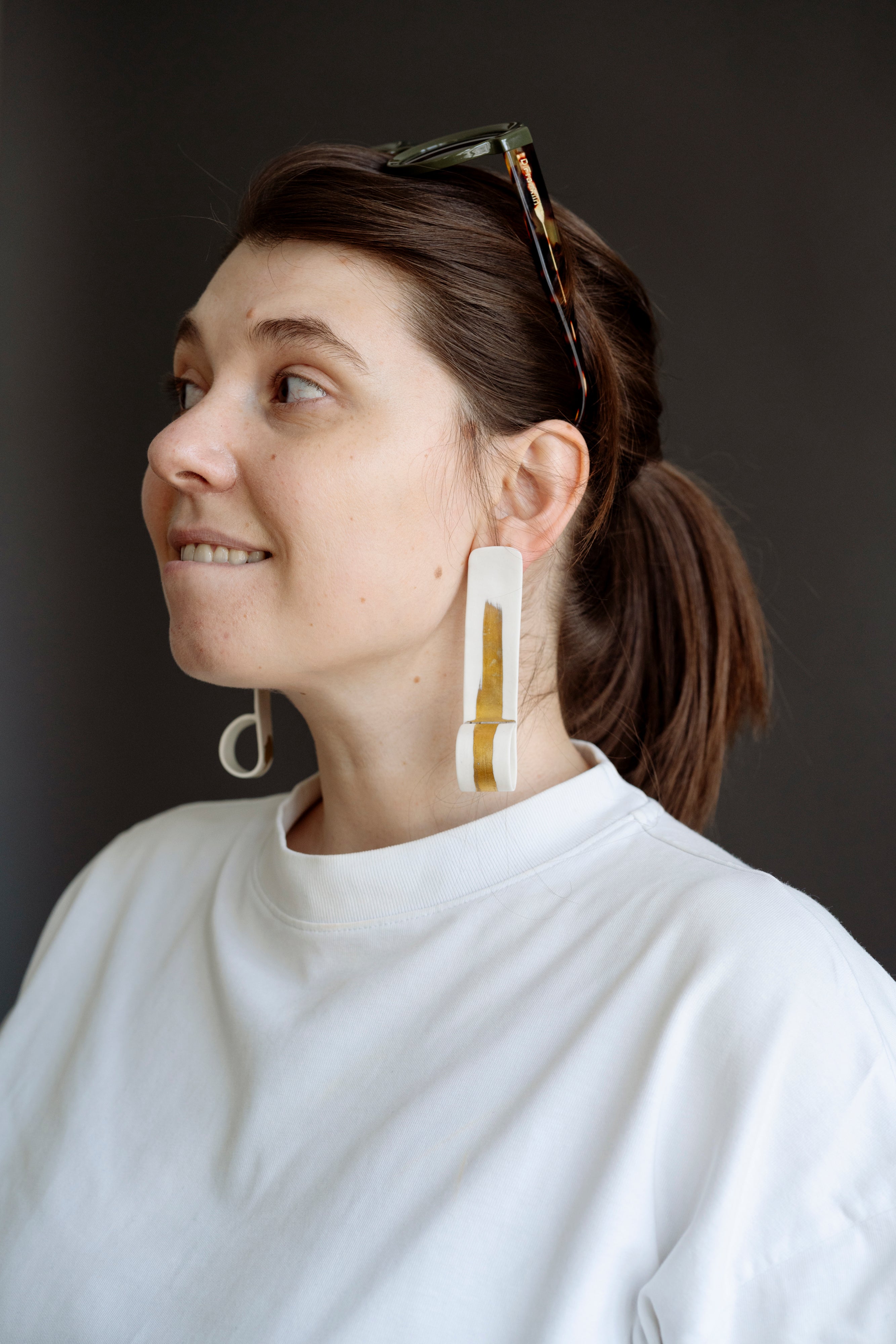 Long porcelain earrings