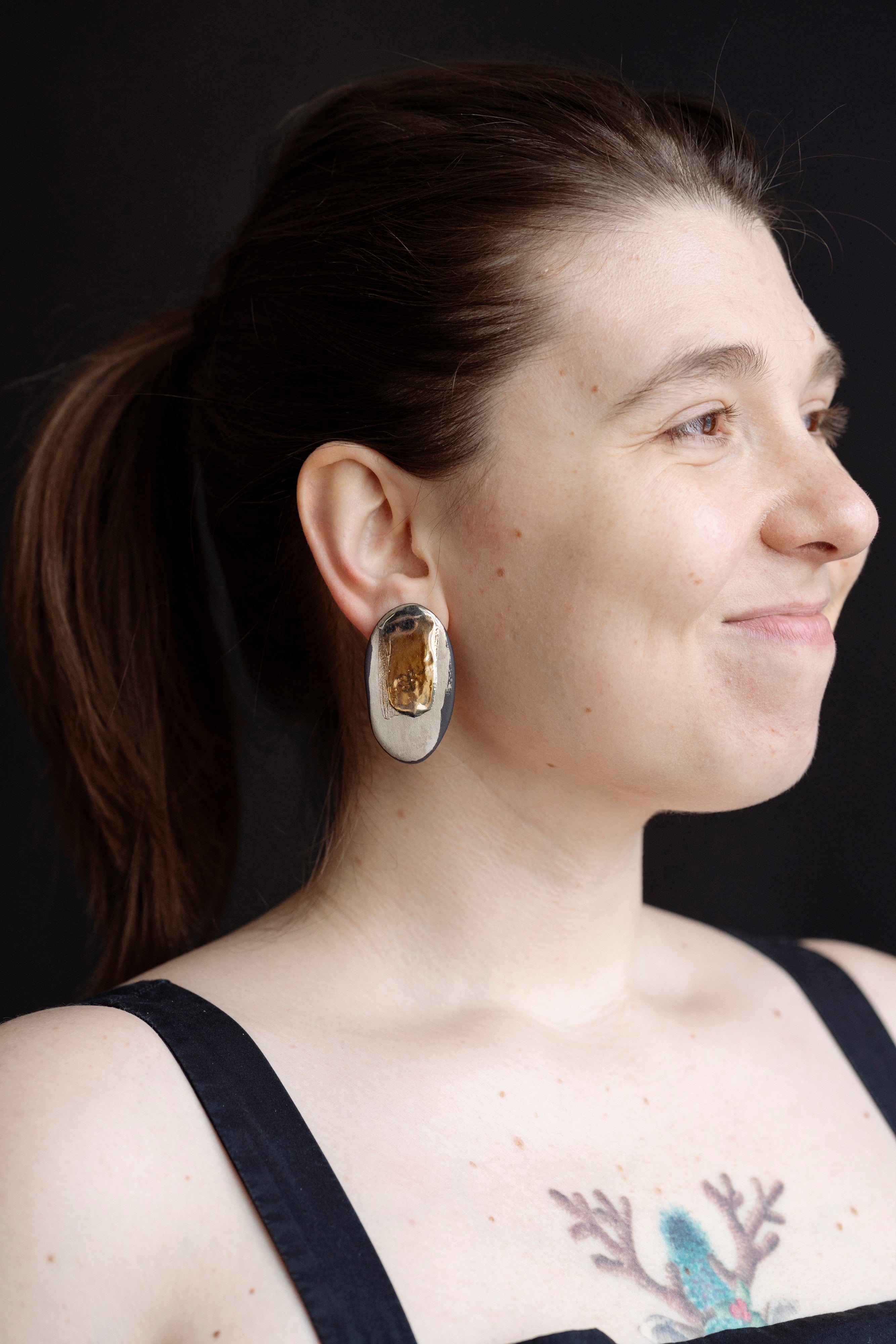 Oblong porcelain earrings