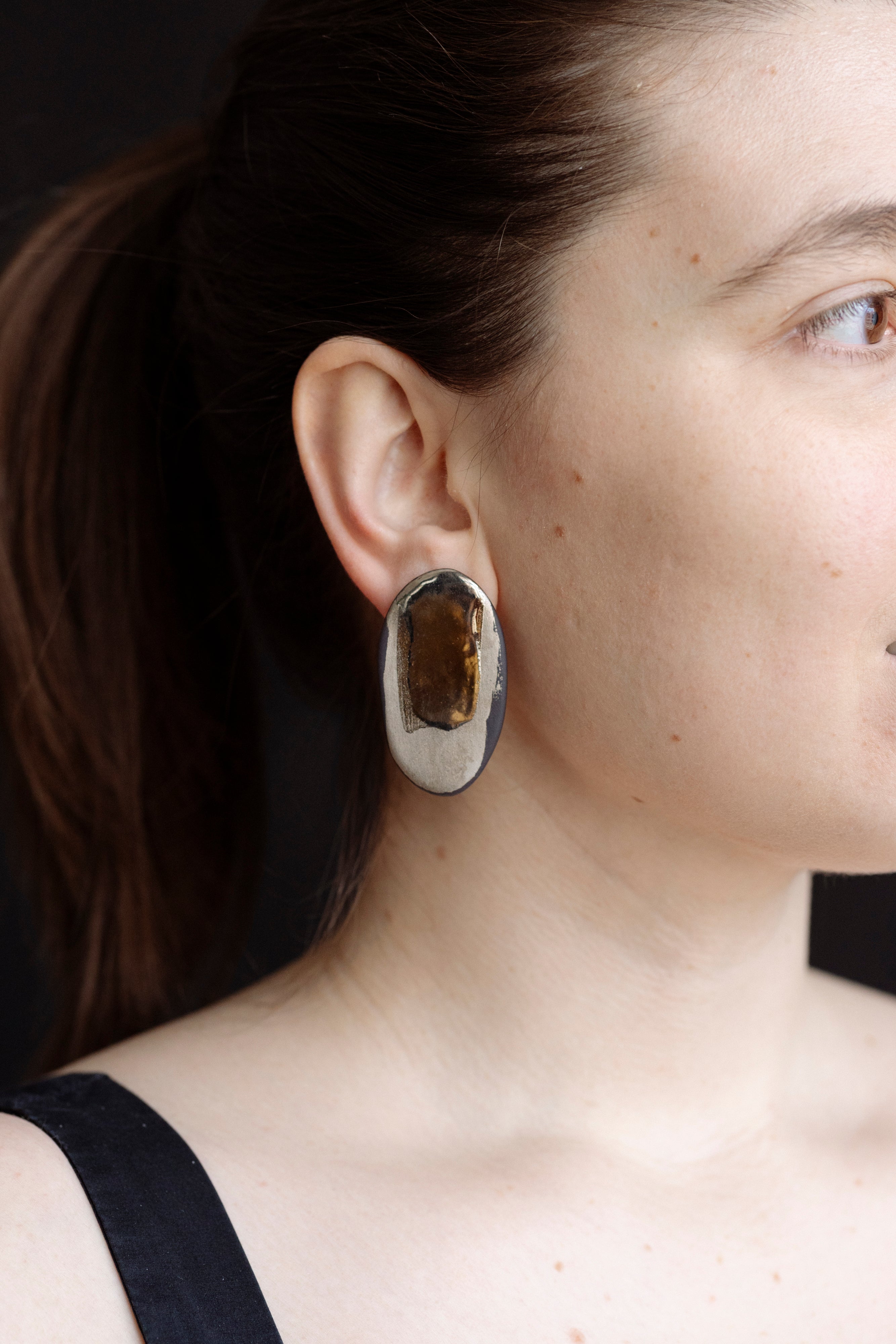 Oblong porcelain earrings