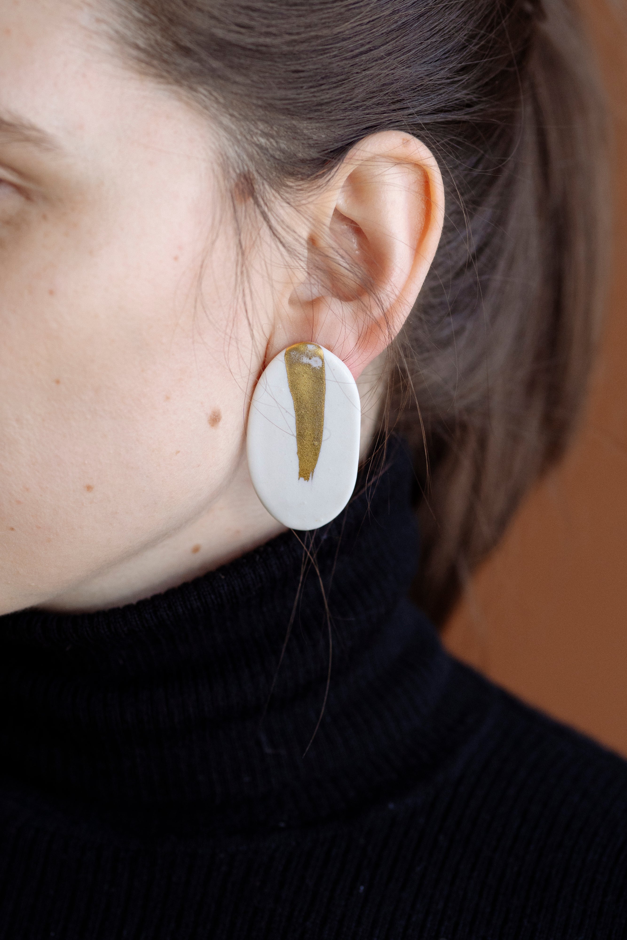 Oblong porcelain earrings