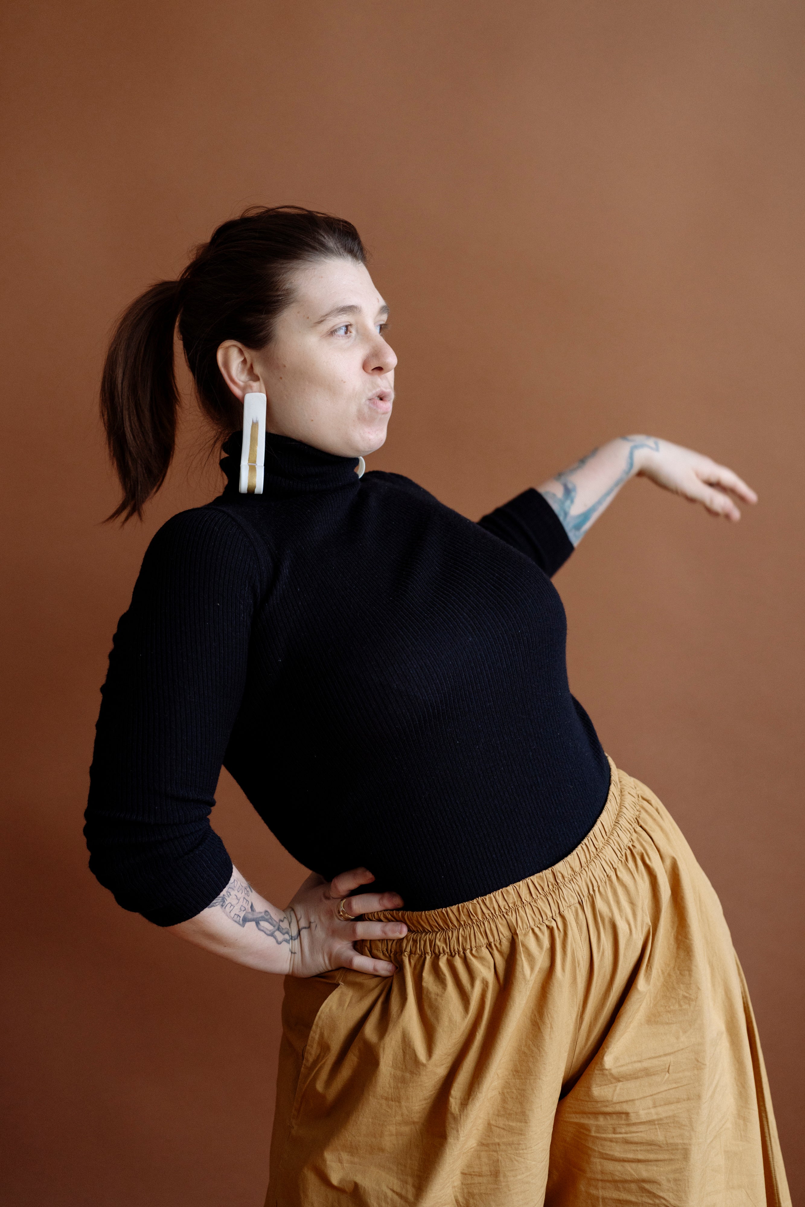 Long porcelain earrings