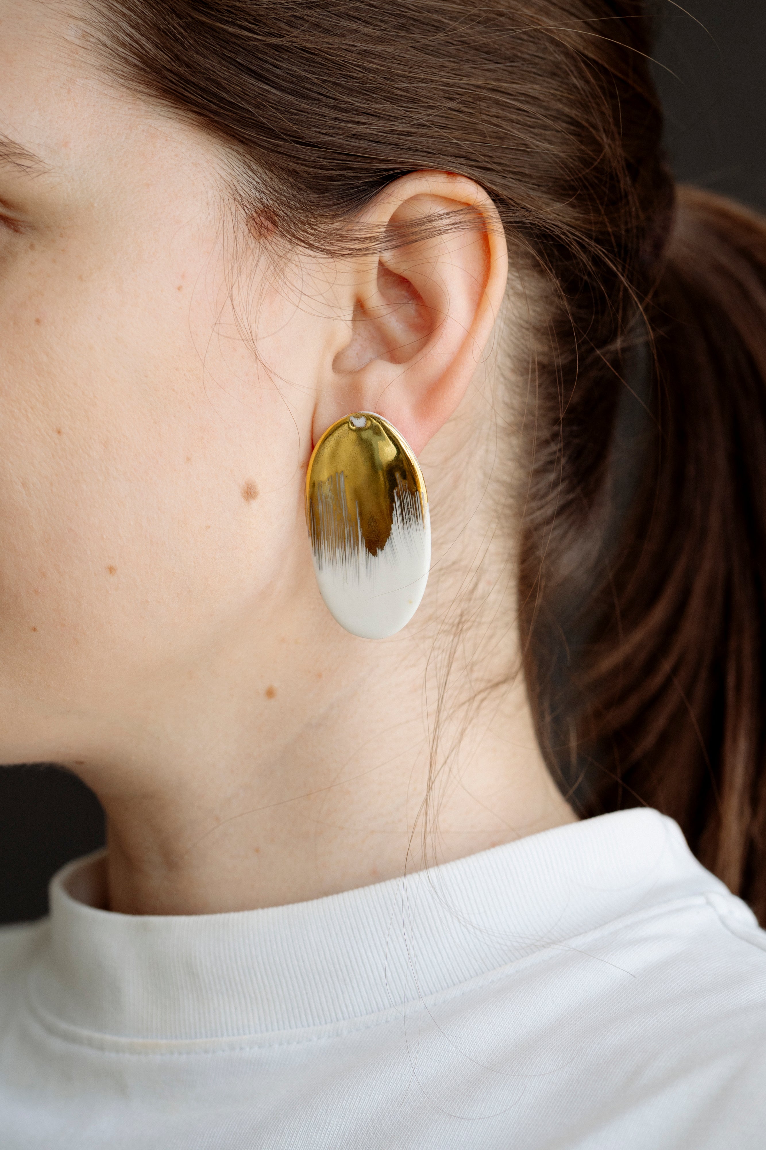 Oblong porcelain earrings