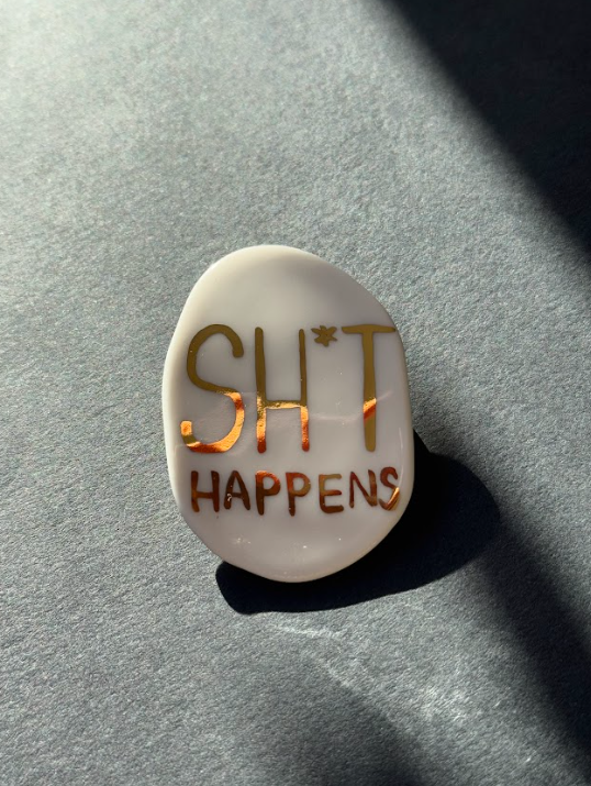 Life Happens White Pin